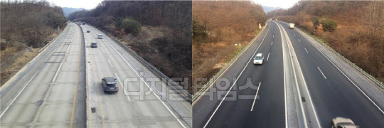 영동선 개량공사 전후 모습<한국도로공사 제공>